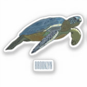 Zee schildpad cartoon sticker (Voorkant)
