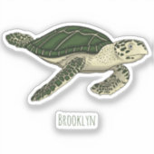 Zee schildpad cartoon sticker (Voorkant)