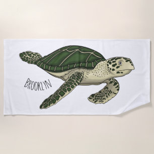 Zee schildpad cartoon strandlaken