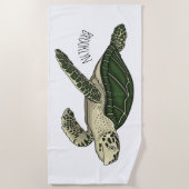 Zee schildpad cartoon strandlaken (Voorkant)