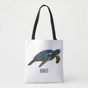 Zee schildpad cartoon tote bag