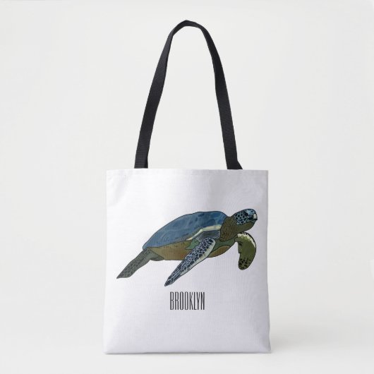 Zee schildpad cartoon tote bag (Voorkant)