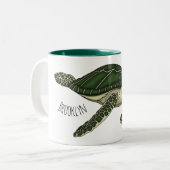 Zee schildpad cartoon tweekleurige koffiemok (Voorkant links)