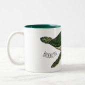 Zee schildpad cartoon tweekleurige koffiemok (Links)