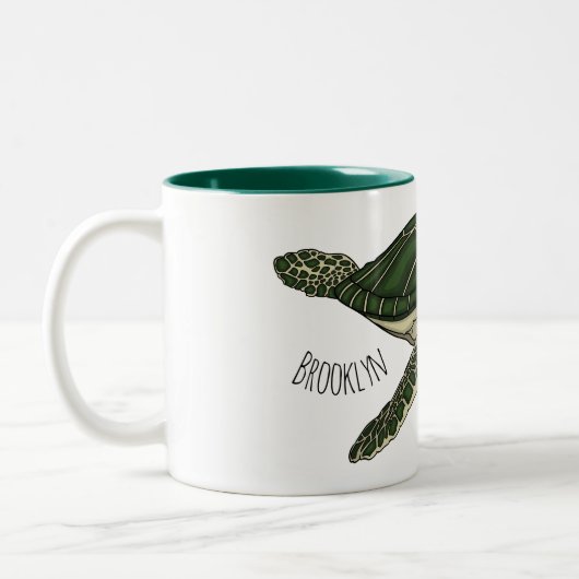 Zee schildpad cartoon tweekleurige koffiemok (Links)