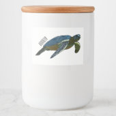 Zee schildpad cartoon voedselcontainer etiket (Voorkant)
