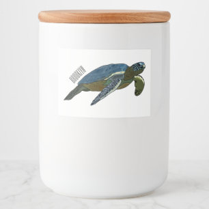 Zee schildpad cartoon voedselcontainer etiket