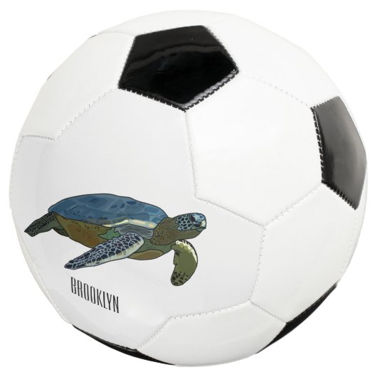 Zee schildpad cartoon voetbal (Drie kwart)