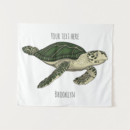 Zee schildpad cartoon wandkleed (Voorkant (horizontaal))