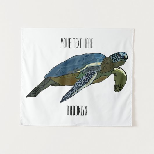 Zee schildpad cartoon wandkleed (Voorkant (horizontaal))