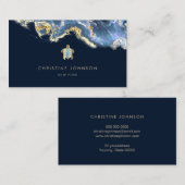 zee schildpad donkerblauwe achtergrond visitekaart visitekaartje (Voorkant / Achterkant)