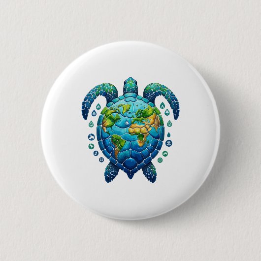Zee Schildpad Earth Day 2024 Zee Dieren Vrouwen Ma Ronde Button 5,7 Cm (Voorkant)