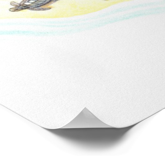 Zee schildpad en baby's poster (Hoek)