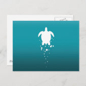Zee schildpad en blaubels tegen blauwgroene oceaan briefkaart (Voorkant / Achterkant)