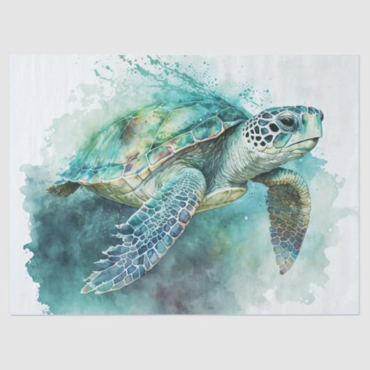 Zee Schildpad en Bubbels Decoupage Tissuepapier (Voorkant)