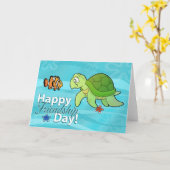 Zee Schildpad en Clownvis Vrienden - Vriendschapsd Kaart (Gele Bloem)