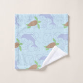 Zee schildpad en dolfijn bad handdoek (Wasdoekje)