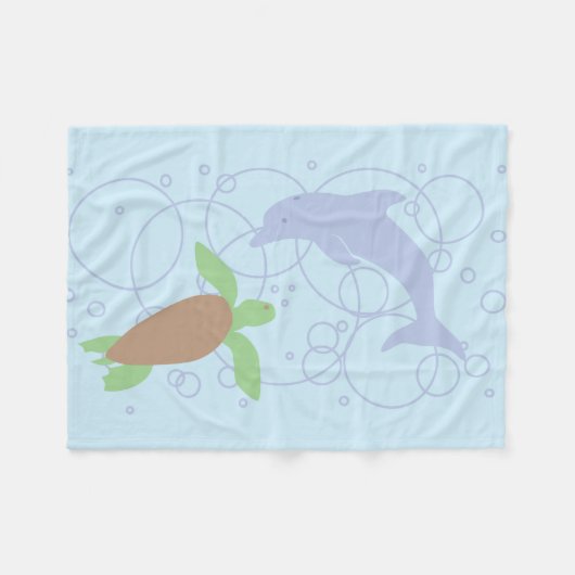 Zee schildpad en dolfijn fleece deken (Voorkant (Horizontaal))