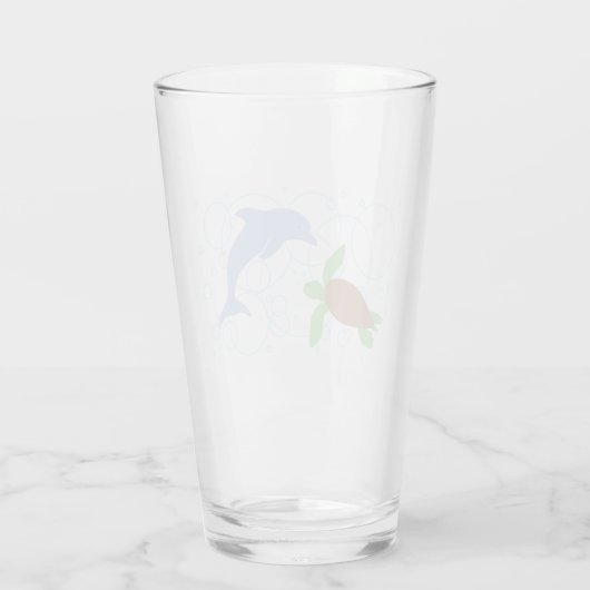 Zee schildpad en dolfijn glas (Achterkant)
