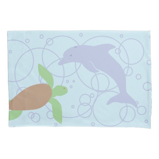 Zee schildpad en dolfijn kussensloop (Voorkant)