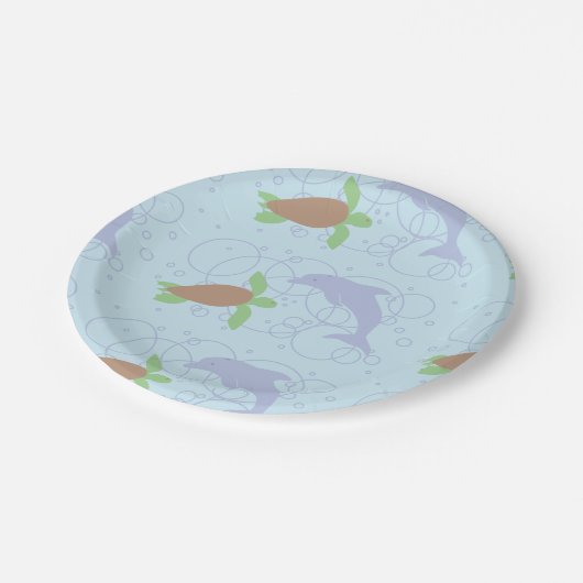 Zee schildpad en dolfijn papieren bordje (Gekanteld)