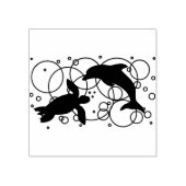 Zee schildpad en dolfijn rubberstempel (Afrduk)