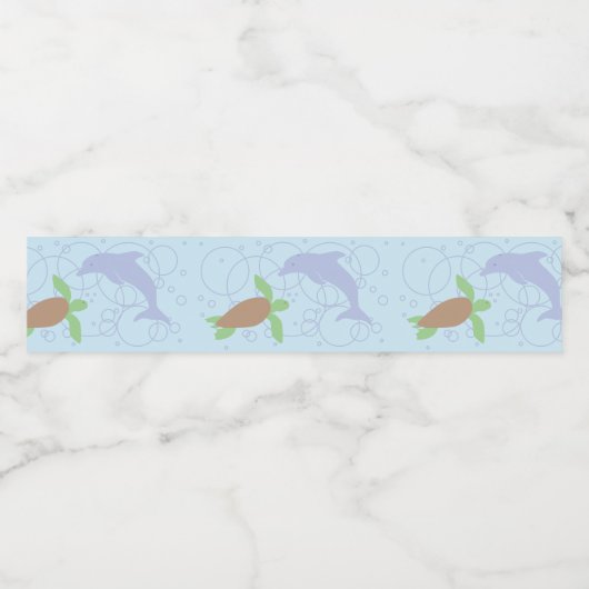 Zee schildpad en dolfijn waterfles etiket (Enkel label)