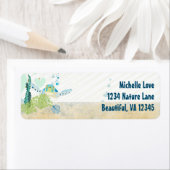 Zee Schildpad en harten Ocean Beach Adres Etiket (Insitu)