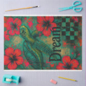 Zee Schildpad en Hibiscus – Decoupage Papier | wee (Craft)