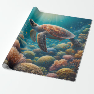 Zee Schildpad en Koraal Cadeaupapier