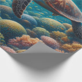Zee Schildpad en Koraal Cadeaupapier (Hoek)