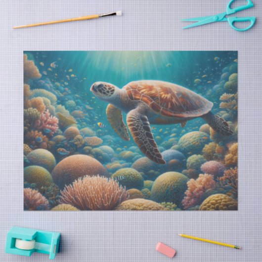 Zee Schildpad en koraal Decoupage Tissuepapier (Craft)