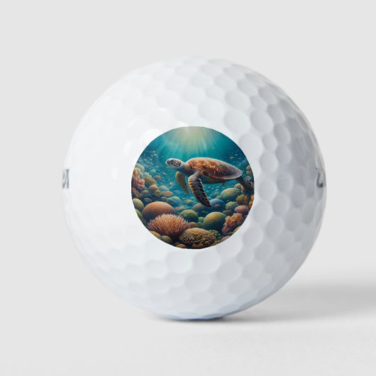Zee Schildpad en Koraal Golfballen (Voorkant)