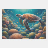 Zee Schildpad en Koraal Inpakpapier Vel (Voorkant 2)