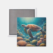 Zee Schildpad en Koraal Magneet (Voorkant / Achterkant)