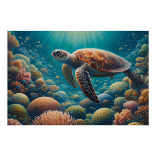Zee Schildpad en Koraal Perfect Poster
