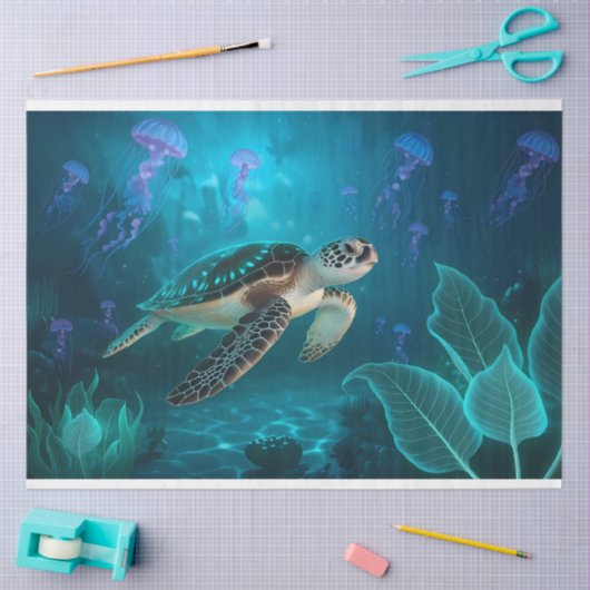 Zee Schildpad en kwal Decoupage Tissuepapier (Craft)