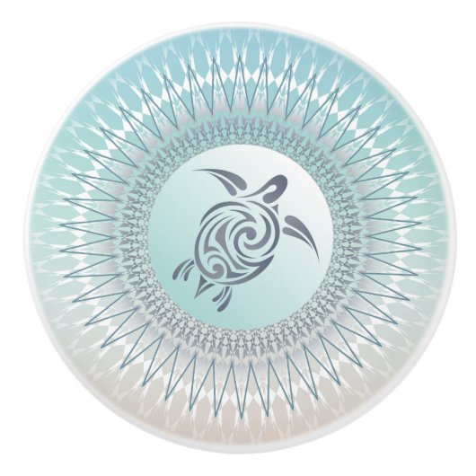 Zee schildpad en Mandala nautisch Keramische Knop (Voorkant)