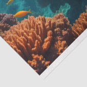 Zee schildpad en vele kleine vissen onder water tissuepapier (Detail)