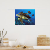 Zee schildpad en vis afdrukken poster (Keuken)