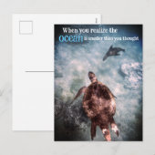 Zee schildpad en zee leeuw onder water feestdagenkaart (Voorkant / Achterkant)