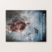 Zee schildpad en zee leeuw onder water legpuzzel (Horizontaal)