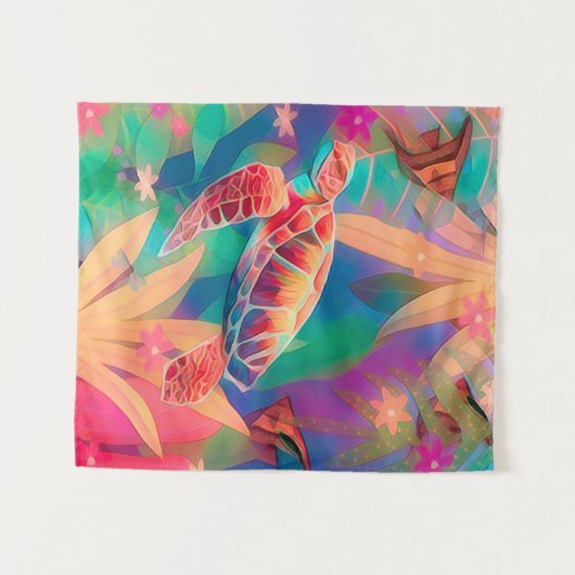 Zee schildpad Fantasy Scene Small Wandkleed (Voorkant (horizontaal))