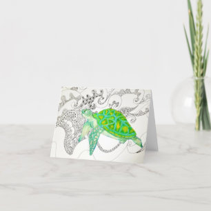 zee schildpad feestdagen kaart