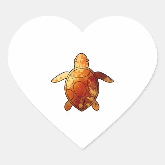 Zee Schildpad gele waterverf Hart Sticker (Voorkant)