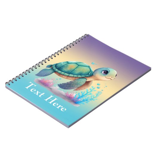 Zee schildpad gepersonaliseerd notitieboek (Linkerzijde)