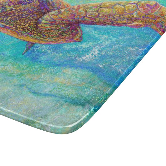 Zee schildpad - Glazen snijvlak Snijplank (Hoek)