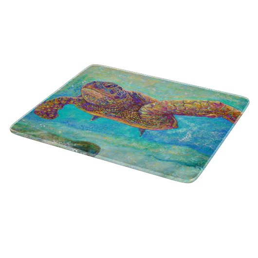 Zee schildpad - Glazen snijvlak Snijplank (Hoek)