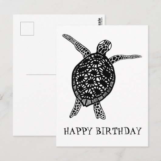 Zee schildpad HAPPY BIRTHDAY Briefkaart (Voorkant / Achterkant)