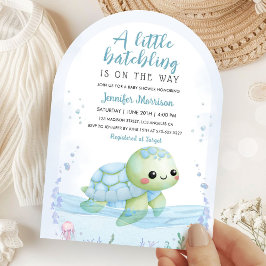 Zee Schildpad Hatchling Baby shower Boy Blue Arch Kaart